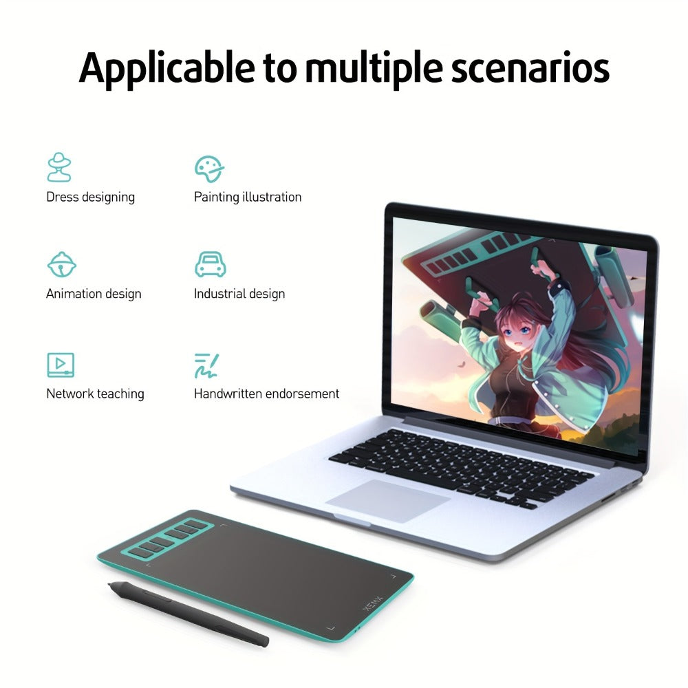 Graphics Drawing Tablet XENX P1-640 8192 Pressure Sensitivity 6 Hot Keys 6.6x4.1 Inch Active Area Battery-Free Stylus Compatible with Mac Windows PC Android for Digital Art Animation OSU Design