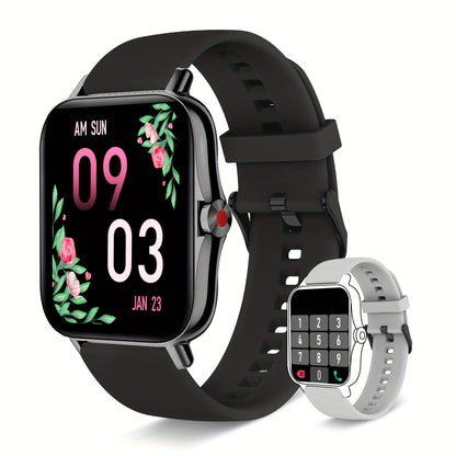 Women's Smartwatch with Health Tracker, Heart Rate SpO2 Sleep Monitor, Message Alerts, Voice Assistant, Multi-Sport Modes, Music Control, Dual Silicone Straps – Compatible with iPhone & Android