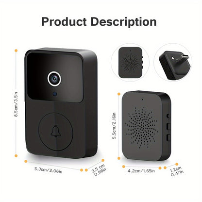 Voice Change Doorbell Camera Wireless HD 960P – Night Vision, Two-Way Audio, Motion Alert Push Notification, 2.4GHz WiFi, Rechargeable Battery, Remote Mobile View, Single or 2-Pack, Black White