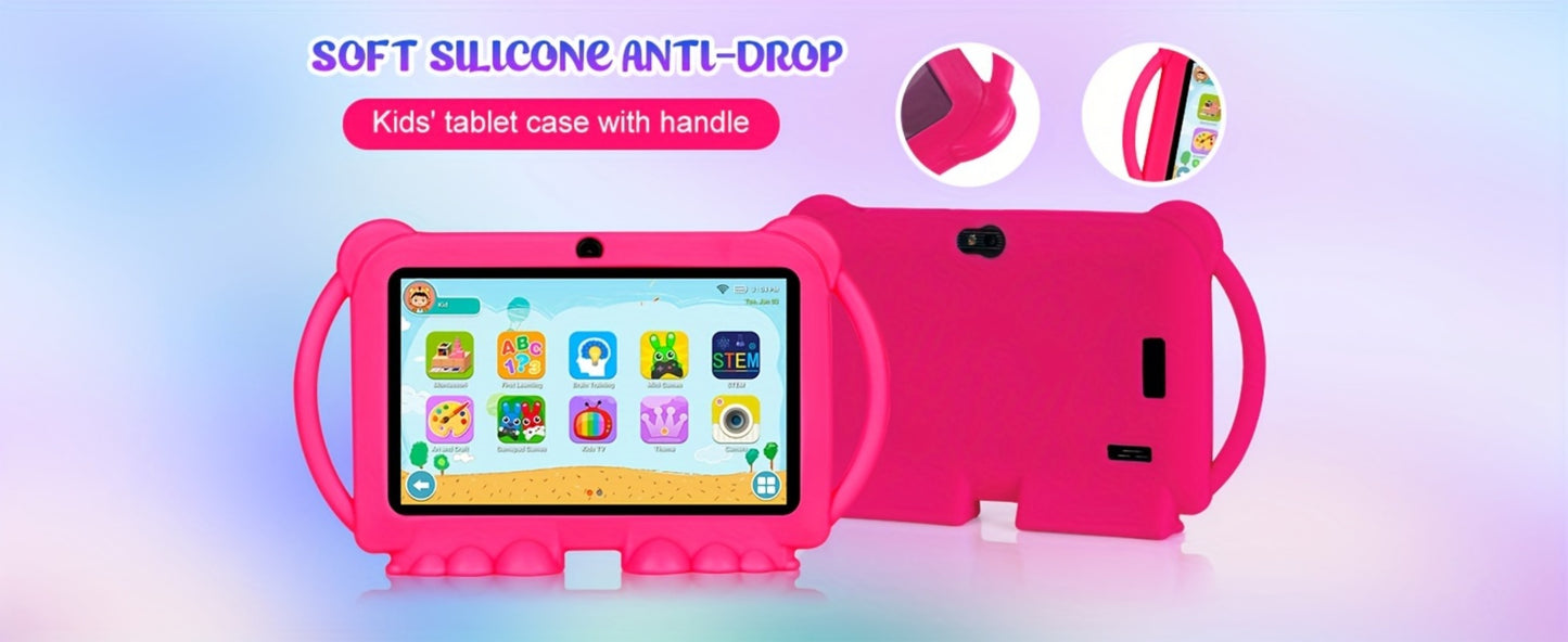 Educational Kids Tablet 7 Inch Android 14, Eye Protection Screen Parental Control GMS Certified, 2GB RAM 32GB ROM 2.4G Wi-Fi, Shockproof Case Dual Camera Pre-Loaded Learning Apps & Games, Children Tablet for Ages 3-12 – Blue Red