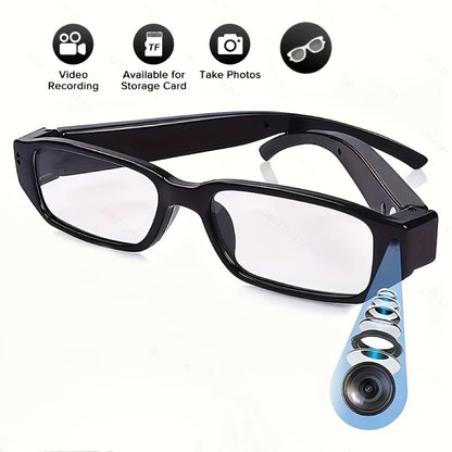 Camera Glasses 1080P HD Spy Hidden Wearable Video Recorder – TF Card 32GB/64GB, No Driver Plug & Play USB, Hands-Free POV Recording for Sports Outdoor Meeting Travel | Unique Tech Gift for Men