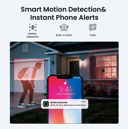 6MP Window Security Camera with AI Human Detection, 911 Emergency Alerts & Full-Color Night Vision – Dual Band 2.4GHz/5GHz WiFi, Smart Indoor Surveillance, Easy Install, 1/2 Pack