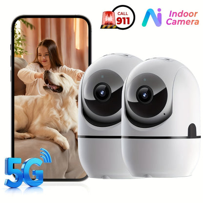 4MP Indoor Security Camera 360° Rotatable with Human Tracking, Motion Detection, Dual-Channel WiFi 2.4G & 5G, Color Night Vision, Two-Way Audio & App Control – Home Surveillance Camera