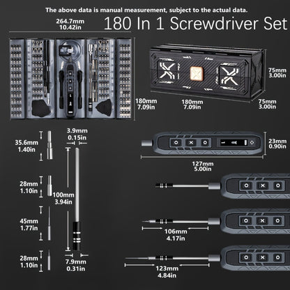 Precision Screwdriver Set 128/180 in 1, Magnetic Professional Repair Tool Kit for MacBook Laptop iPhone Xbox Game Console Tablet, Electric & Manual Versions Available