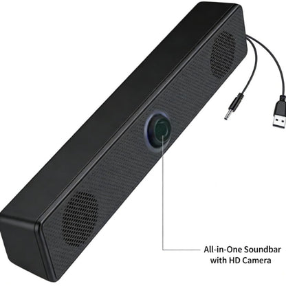 USB Wired Computer Soundbar Speaker for PC Desktop Laptop Monitor, Stereo Surround Sound Bar with Knob Volume Control, Plug & Play, No Battery Required, Slim Design for Home Office Gaming
