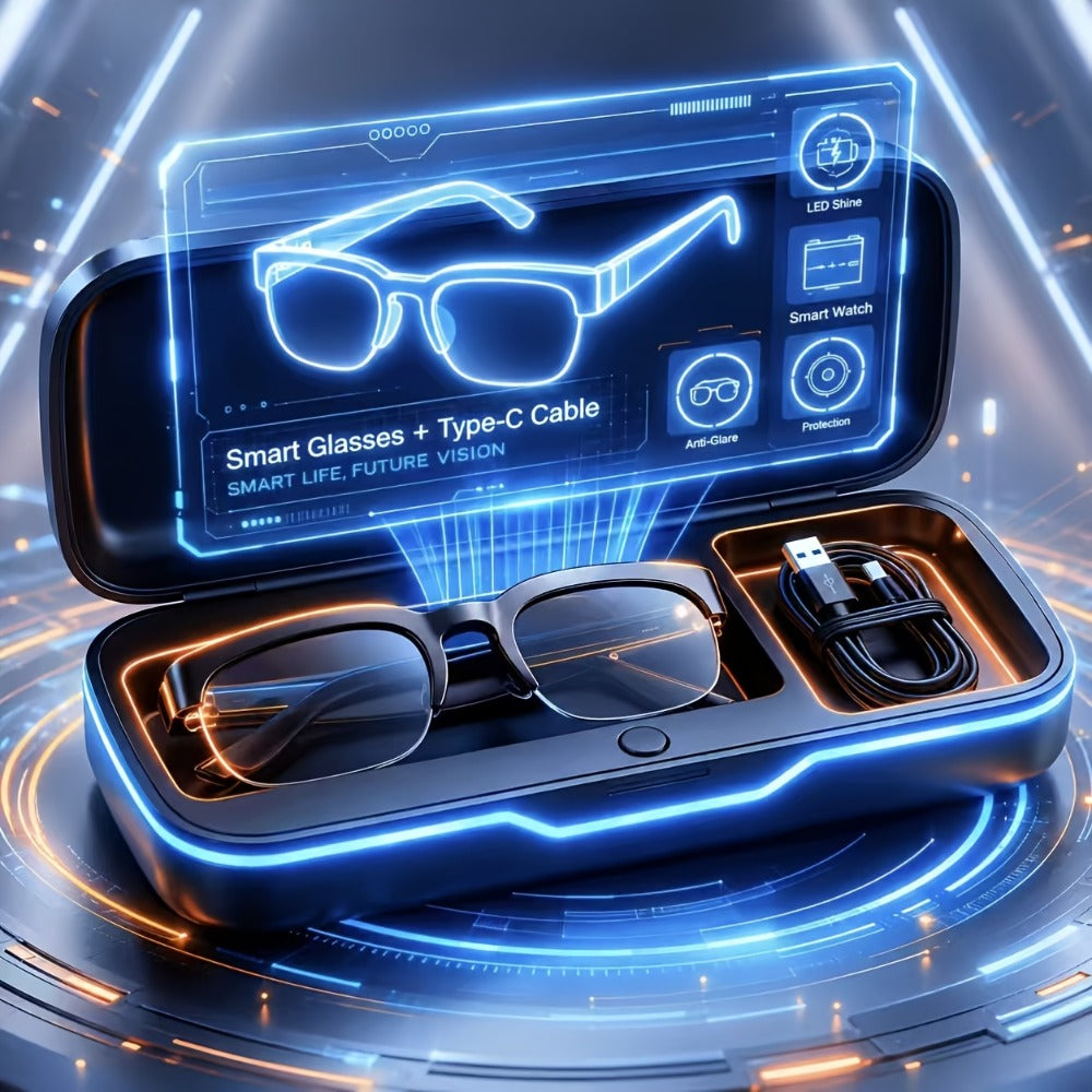 Open Ear Audio Glasses Gift Set with Case - AI Translation, Bluetooth Calling & Wireless Music, Built-in Mic, Hands-Free, Smart Fashion Glasses for Travel Driving Outdoor Business 2026
