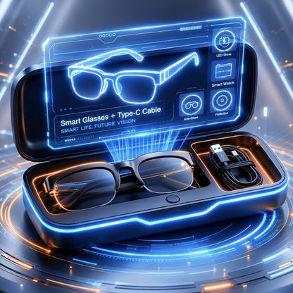 Open Ear Audio Glasses Gift Set with Case - AI Translation, Bluetooth Calling & Wireless Music, Built-in Mic, Hands-Free, Smart Fashion Glasses for Travel Driving Outdoor Business 2026