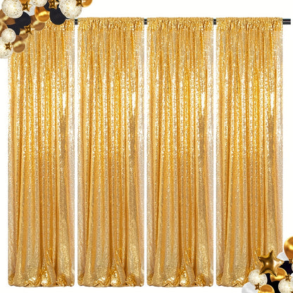 Sequin Backdrop Curtains 2FTx8FT Glitter Photography Background Panels for Party Wedding Birthday Stage Decoration Gold Yellow Shimmer Curtain Set 4 6 10 Panels Available