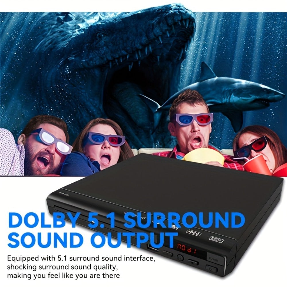 DVD Player for Seniors Region Free 1080P with USB Port & AV Cable – Simple Remote Control, Easy Setup, Plays DVD SVCD VCD CD-R MP3, Home Theater & Gift for Elderly, US Plug, Black