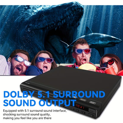 DVD Player for Seniors Region Free 1080P with USB Port & AV Cable – Simple Remote Control, Easy Setup, Plays DVD SVCD VCD CD-R MP3, Home Theater & Gift for Elderly, US Plug, Black