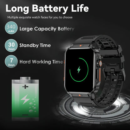 Smartwatch for Men with Bluetooth Calling SENBONO BT8959T5, 1.95" Large Display, 100+ Sport Modes, 340mAh Long Battery, Multiple Watch Faces, Bluetooth 5.2, FitCloudPro App – Black Smart Watch for iOS Android