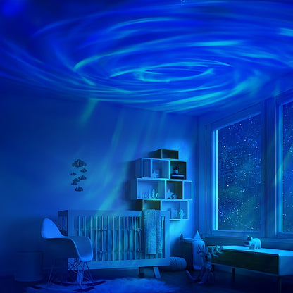 Aurora Borealis Projector Night Light 4-in-1 USB – Star Galaxy Ocean Wave & Spiral Aurora Modes, Bedroom Ceiling Ambient Lamp for Gaming Room, Home Decor & Laptop Compatible