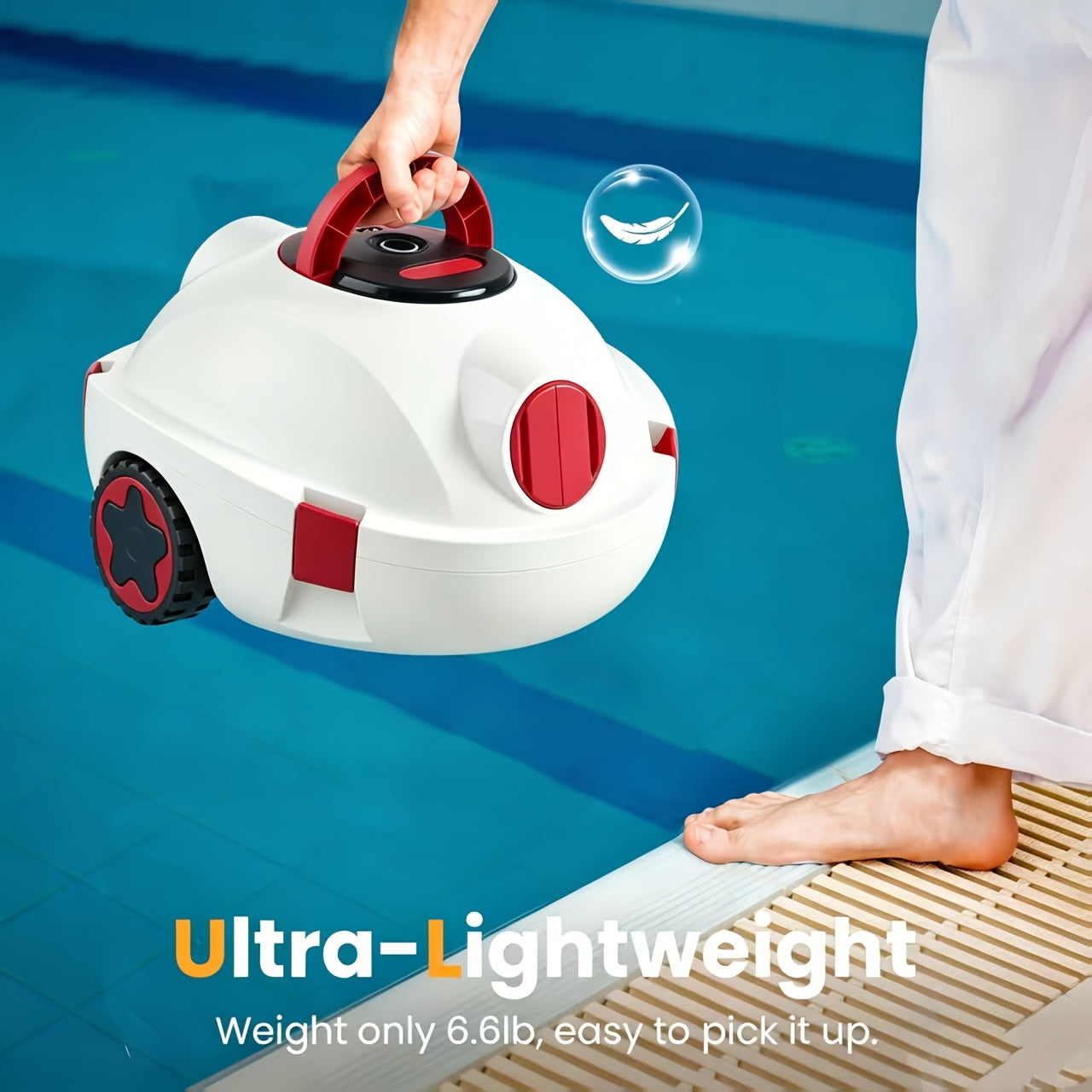 Cordless Robotic Pool Cleaner with 90-Min Runtime – Self-Parking Auto Vacuum | Floating Bracelet Retrieval | Covers 65Ft / 1100 Sq Ft | Lightweight for Above Ground & In-Ground Flat Bottom Pools | 5 Colors