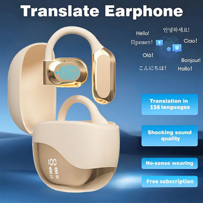 AI Translation Earbuds Real-Time 156 Languages, 3-in-1 Translator + Music + Calls, HD Sound, Ergonomic Ear-Hook Design, Bluetooth 5.0 - for Business Travel, Conferences, Education & Social Use