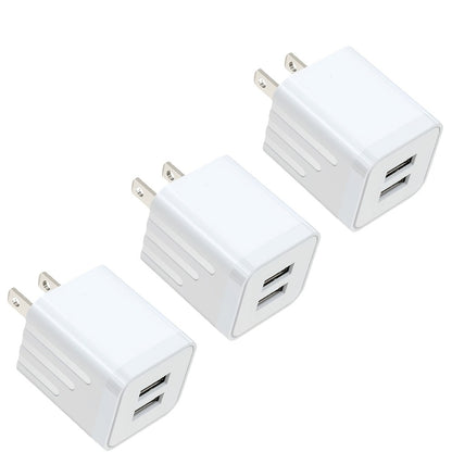 Dual Port USB Wall Charger 2.1A – JOZASHON 5V Cube Power Adapter Charging Block Brick for iPhone 16 15 14 13 12 11 Pro Max SE XS XR X 8 7 6 Plus, Samsung Galaxy, Android Phones (3-8 Pack)