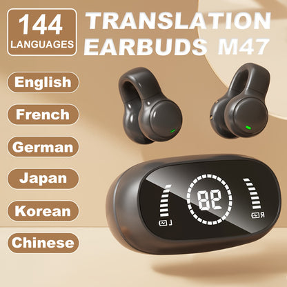 Mirror Display HiFi Wireless Earbuds Anti-Leakage In-Ear Design, Fingerprint Touch Control, Type-C Charging, LED Case, AI Translation Option, Semi-Open TWS Earphones for Calls Sports Videos