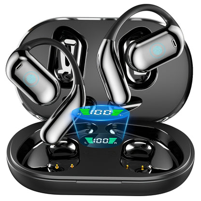 Eloriorz 100H Open-Ear Hanging Earbuds Bluetooth 5.3 HiFi Sound LED Display Noise Reduction Built-in Mic HD Calls Ambient Awareness Wireless Earphones for Sports Running Gaming