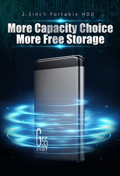 500GB Portable External Hard Drive USB 3.0 Metal Enclosure HDD High-Speed Mobile Backup Storage Plug & Play for PC Mac MacBook PS4 PS5 Xbox Smart TV – EAGET G55 Compact Durable Design