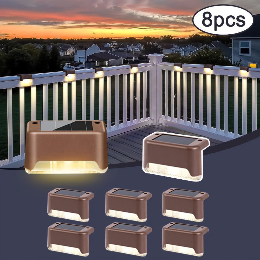 Solar Deck Lights Outdoor Waterproof Auto On Off – Warm White LED Step Stair Fence Lights 800mAh 12-Hour Runtime for Patio Balcony Yard Driveway Garden Black White Brown 8 16 32 Pack