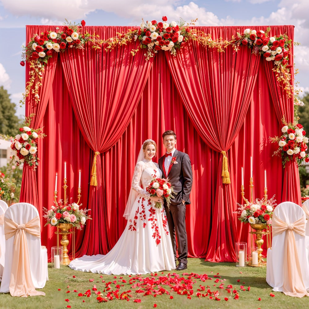 2-Pack 10x10ft Spandex Photography Backdrop Curtains - Wrinkle-Resistant Polyester Background Cloth with Pole Pockets for Weddings, Birthdays, Banquets & Photo Studio Events