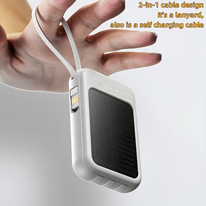 20000mAh Solar Power Bank with Built-in USB-C Cable 20W Fast Charging Portable Charger – Battery Pack for iPhone Android iPad Outdoor Travel Camping Hiking