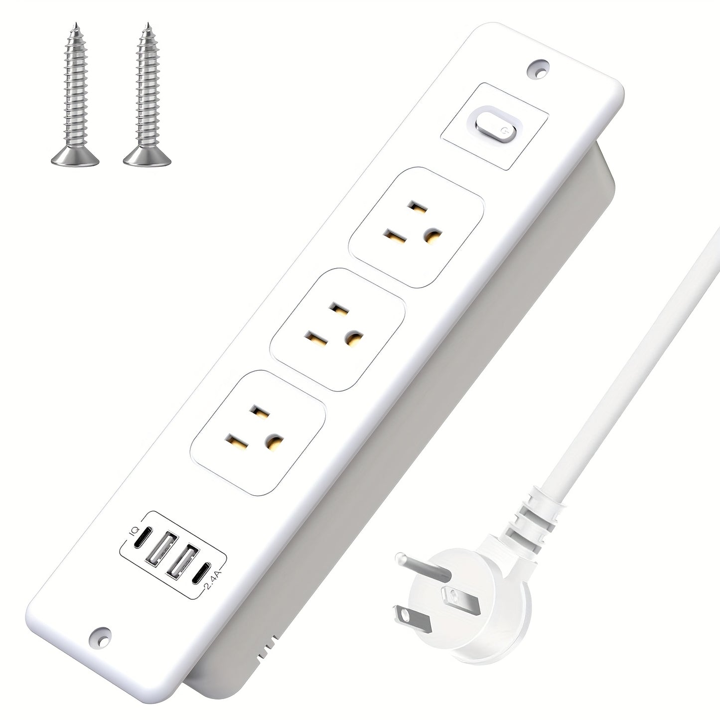 Recessed Power Strip In-Desk Embedded Socket 7-in-1, 3 AC Outlets & 4 USB Ports, Slim Space-Saving Design, 6ft Extension Cord, Countertop Power Station for Home Office Hotel Conference Room – BOCHLION BKL-U58