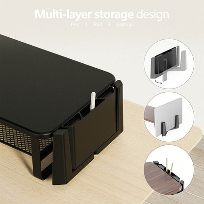 Monitor Stand Organizer with Headset Holder Phone Stand & Game Controller Holder, Versatile Desktop Riser for Computer Monitor Laptop, Gaming & Home Office Desk Organizer