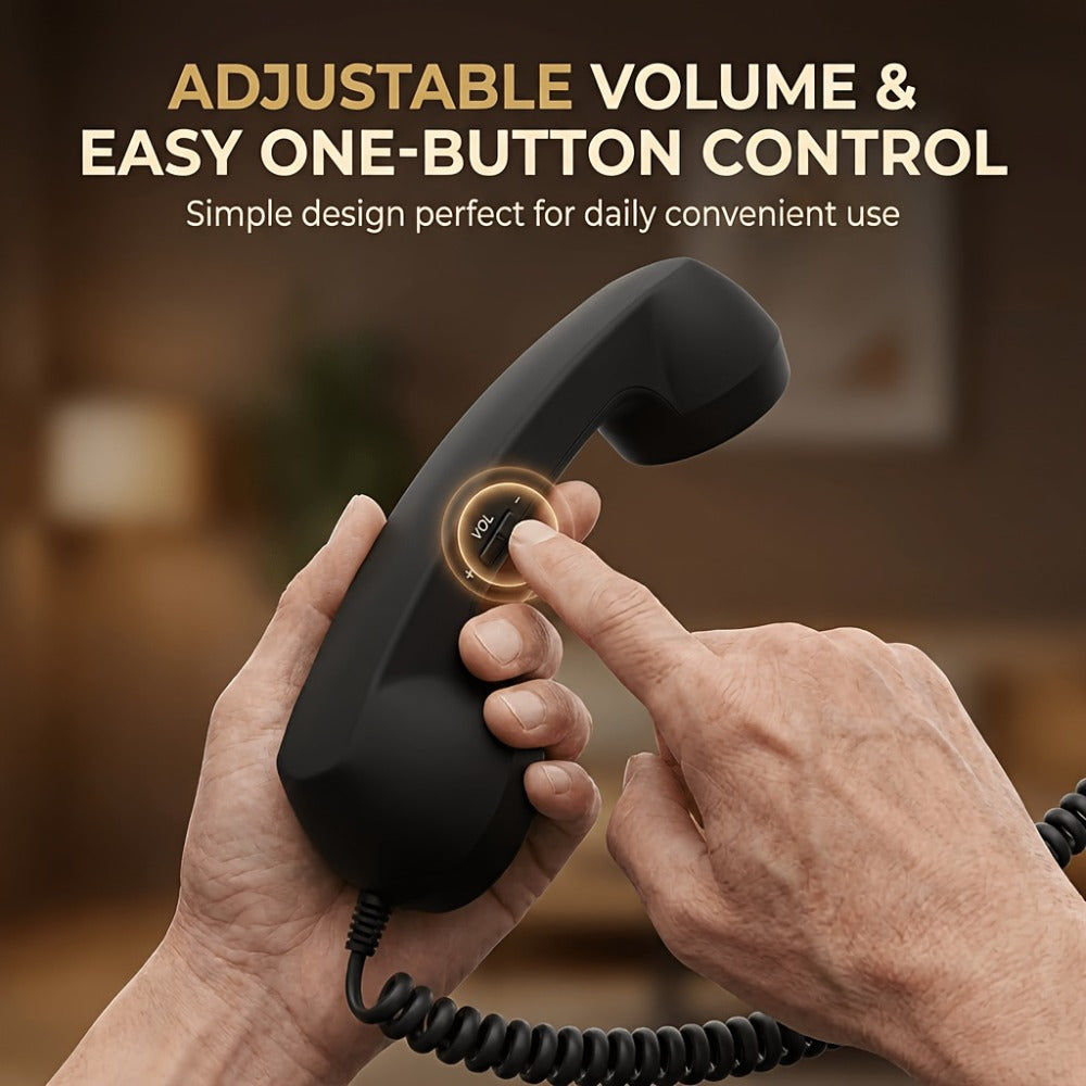 Retro Phone Handset for Smartphone Tablet & Computer – Hands-Free Calling, Volume Control, Clear Sound, 3.5mm & Type-C Compatible, iPhone Android, Multiple Colors, Great Senior Gift