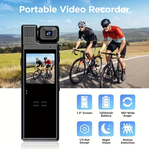 1080P HD Pocket Camcorder with 180° Rotatable Lens – Handheld Body Camera, USB Charging, Lightweight Compact Smart Recorder for Travel, Event Recording, Holidays & Birthday Gift (SD Card Not Included)