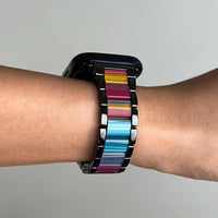 metallic black + rainbow color