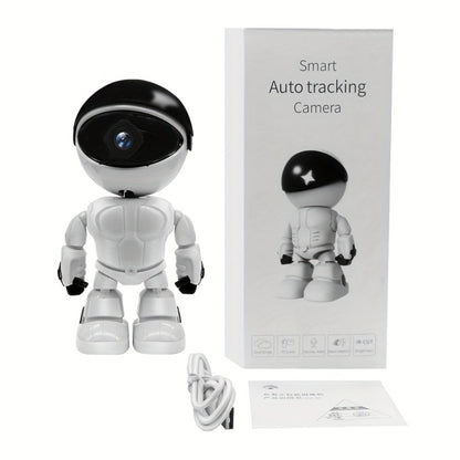 3MP 360° Robot Security Camera Indoor, WiFi Smart Home Camera with Auto Motion Tracking, Two-Way Audio, IR Night Vision, Alexa Compatible, Wireless Surveillance for Baby Pet Elderly Home Monitoring