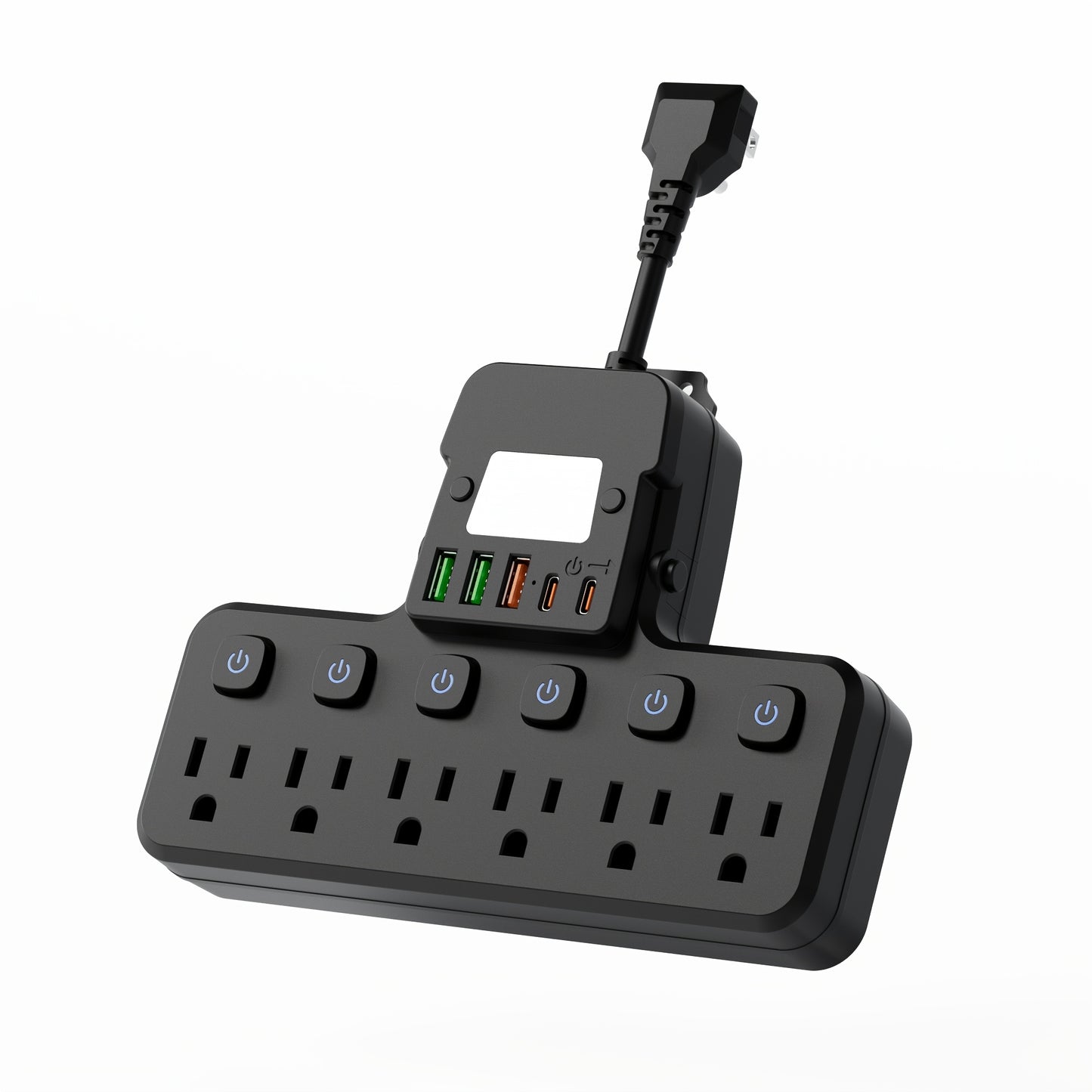 Night Light Wall Outlet Extender 11-in-1 with 6 AC Outlets & 5 USB Ports (3 USB-A & 2 USB-C), Surge Protector Adapter for Home, Travel & Office Use