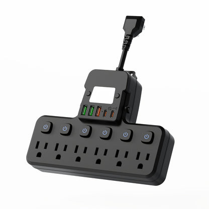 Night Light Wall Outlet Extender 11-in-1 with 6 AC Outlets & 5 USB Ports (3 USB-A & 2 USB-C), Surge Protector Adapter for Home, Travel & Office Use