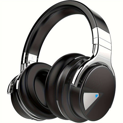 Active Noise Cancelling Over-Ear Headphones MIGHTY ROCK, Wireless Bluetooth 5.2 with 45mm Drivers Deep Bass, 30H Playtime Built-in Mic, Foldable Protein Earpads Headset for Travel Work Study Flight