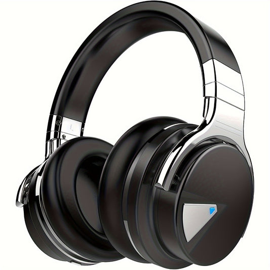 Active Noise Cancelling Over-Ear Headphones MIGHTY ROCK, Wireless Bluetooth 5.2 with 45mm Drivers Deep Bass, 30H Playtime Built-in Mic, Foldable Protein Earpads Headset for Travel Work Study Flight