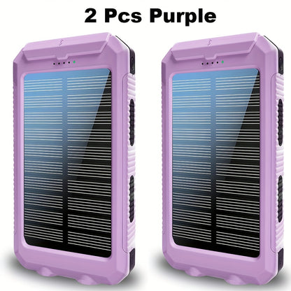 2-Pack Solar Power Bank 20000mAh 40000mAh Portable Dual USB Fast Charging with Built-In LED Flashlight - Emergency Solar Charger for Hiking Camping Outdoor Survival, Compatible with iPhone Android Samsung