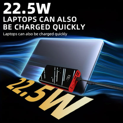 4-Port 100000mAh High Capacity Power Bank 30000mAh 50000mAh 80000mAh, Type-C Fast Charging LED Display Outdoor Emergency Backup Battery Pack for iPhone Android Samsung Tablets – Black Red Available