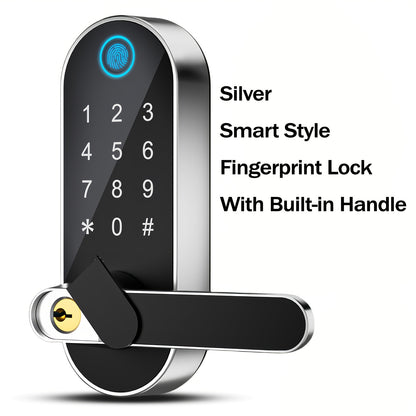 Heavy Duty Smart Deadbolt with Biometric Fingerprint & Keypad - App Control, Auto-Lock, Keyless Entry for Front Door, Office & Apartment, Zinc Alloy, Optional Handle Set Included
