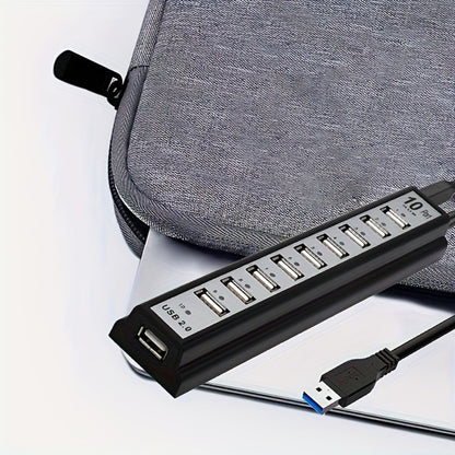 10-Port USB-A Hub with High-Speed Charging & Data Transfer – Plug and Play USB Splitter for MacBook, PC, Laptop, Desktop | 10 Device Simultaneous Connection