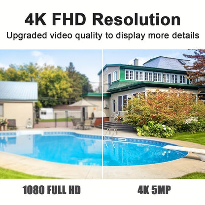 4G LTE Security Camera 4K Wireless No WiFi Needed – Infrared Night Vision, Rechargeable Battery, PIR Human Detection, Two-Way Audio, No Power Plug Required, Works Anywhere with Cell Signal