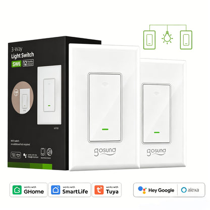 3-Way WiFi Smart Light Switch – Gosund Single-Pole & 3-Way Wall Switch, Works with Alexa & Google Home, Schedule, Timer, Voice & App Control, No Hub, Neutral Wire Required, FCC Certified (1/2/4 Pack)