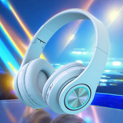 LED Light Over-Ear Wireless Headphones Deep Bass Subwoofer, Active Noise Cancelling Foldable Headset Bluetooth 5.3, Wired & Wireless Dual Mode AUX, USB Rechargeable for Gaming Music Sports