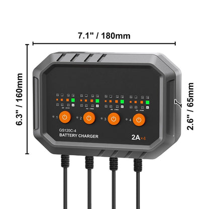 Smart Battery Charger 8A VEVOR Intelligent Charger & Maintainer for LiFePO4, AGM, Gel, SLA & Lead-Acid Batteries – 6V/12V Auto Charger for Car, Boat, Motorcycle, Lawn Mower & Golf Cart, 4-Bank Charging