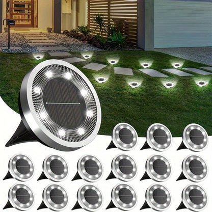Solar Ground Lights Outdoor 8-Pack 8LED Dimmable Touch Control Waterproof Solar Garden Decorative Lights for Yard Lawn Pathway Park Vegetable Garden Landscape Lighting - Warm & Cool White