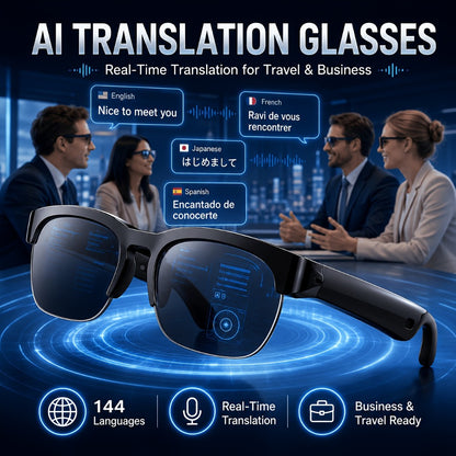Open Ear Audio Glasses Gift Set with Case - AI Translation, Bluetooth Calling & Wireless Music, Built-in Mic, Hands-Free, Smart Fashion Glasses for Travel Driving Outdoor Business 2026