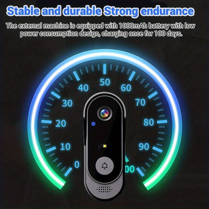 Wireless Doorbell with Monitor No WiFi No Subscription – 4.3" Screen, Two-Way Talk, Night Vision, 365-Day Standby, IP66 Waterproof, 128GB Auto Recording, No App No Monthly Fee