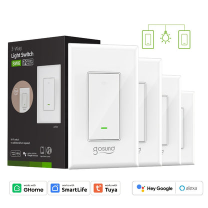 3-Way WiFi Smart Light Switch – Gosund Single-Pole & 3-Way Wall Switch, Works with Alexa & Google Home, Schedule, Timer, Voice & App Control, No Hub, Neutral Wire Required, FCC Certified (1/2/4 Pack)