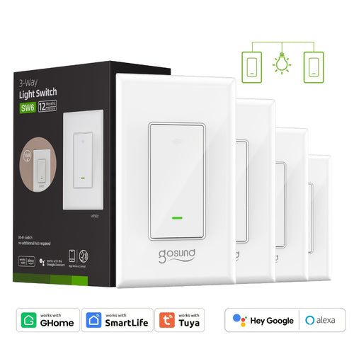 3-Way WiFi Smart Light Switch – Gosund Single-Pole & 3-Way Wall Switch, Works with Alexa & Google Home, Schedule, Timer, Voice & App Control, No Hub, Neutral Wire Required, FCC Certified (1/2/4 Pack)
