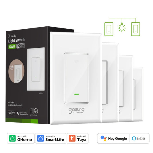 3-Way WiFi Smart Light Switch – Gosund Single-Pole & 3-Way Wall Switch, Works with Alexa & Google Home, Schedule, Timer, Voice & App Control, No Hub, Neutral Wire Required, FCC Certified (1/2/4 Pack)