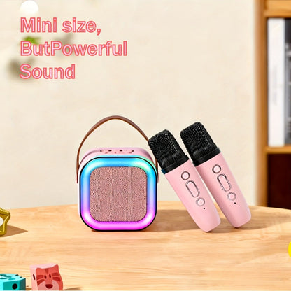Karaoke Speaker Set with 2 Wireless Microphones & 1200mAh Battery – 3-Piece Portable KTV Party Bundle, Perfect Gift for Family Gatherings, Birthdays & Friends